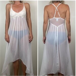 Linea Donatella Bridal Babydoll Lace Chemise Nightgown Lingerie Slip Dress White